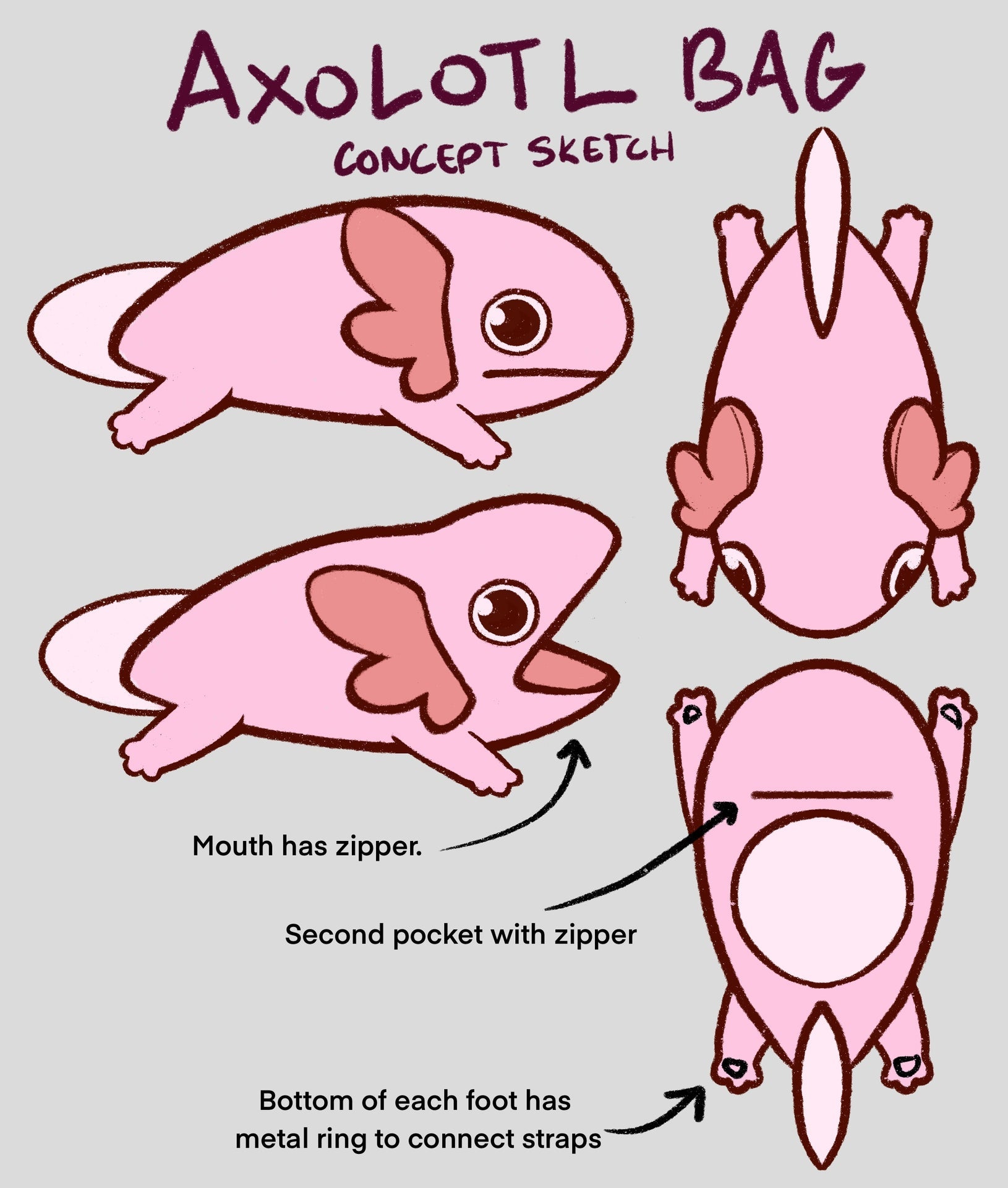 Axolotl Plush Bag